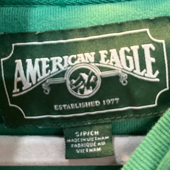 American Eagle Green Logo Hoodie Unisex Size Small Super Soft - Picture 3 of 3